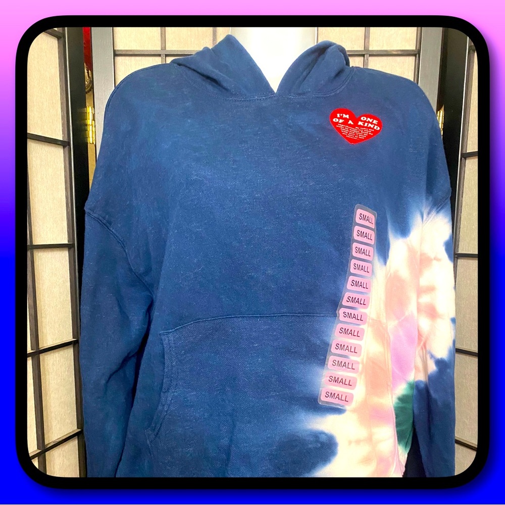 NWT Wildfox One Of A Kind Blue With Pink  Tie Die Hoodie